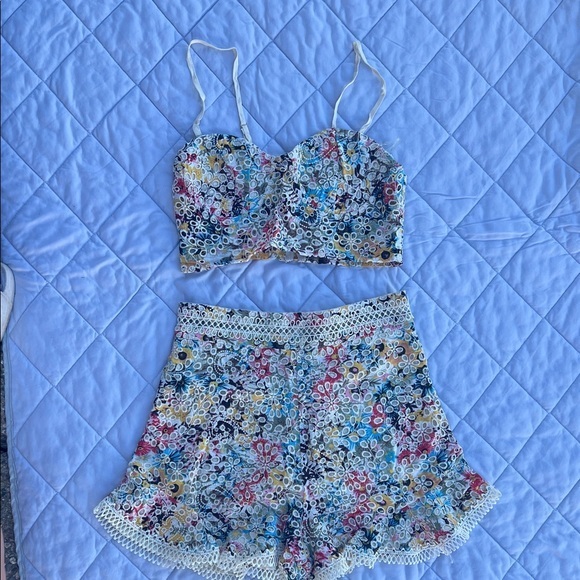 Honey Punch Pants - ♥️ Honey Punch Floral Lace Shorts Set